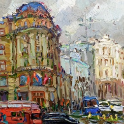 Painting for sale online - Москва пасмурный день \ Moscow cloudy day