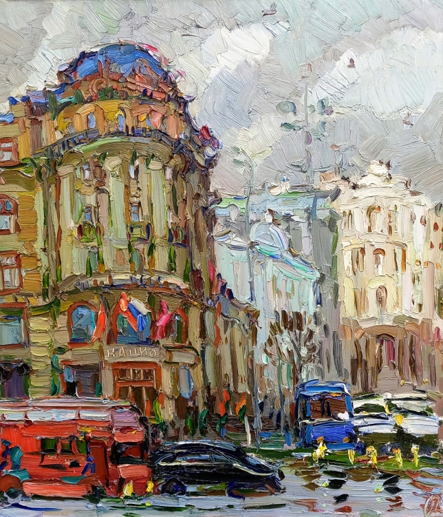 Painting for sale online - Москва пасмурный день  Moscow cloudy day