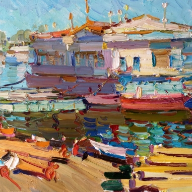 Painting for sale online - Mooring in Myshkin