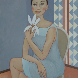 Painting for sale online - Girl with a magnolia flower