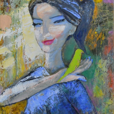 Painting for sale online - Green parrot