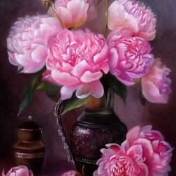 Painting for sale online - A bouquet of lush peonies
