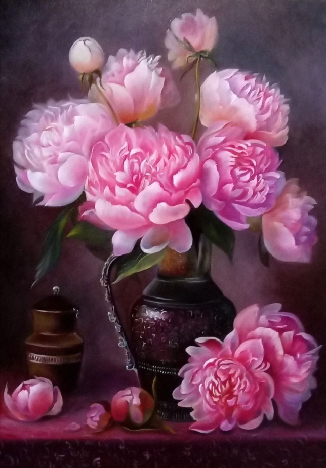 Painting for sale online - A bouquet of lush peonies