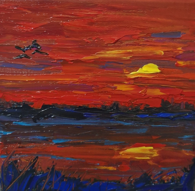 Painting for sale online - A fiery sunset 