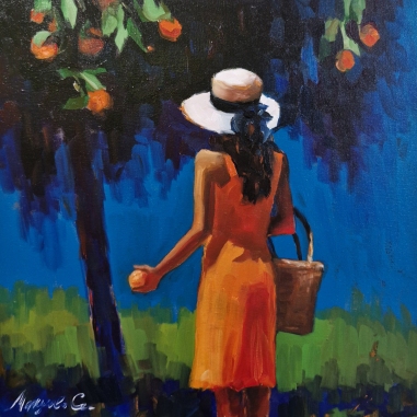 Painting for sale online - Girl in the garden
