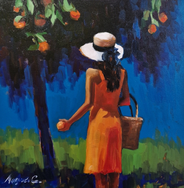 Painting for sale online - girl in the garden 