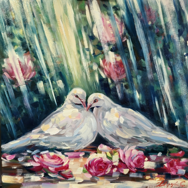 Painting for sale online - love and doves 