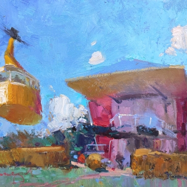 Painting for sale online - Cable Car Station in the Resort Park