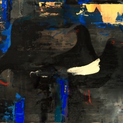 Painting for sale online - чёрные чайки