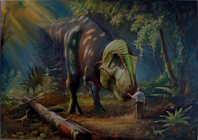 Painting for sale online - Walking with a Dinosaur