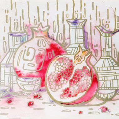 Painting for sale online - NEW Still life with pomegranates II