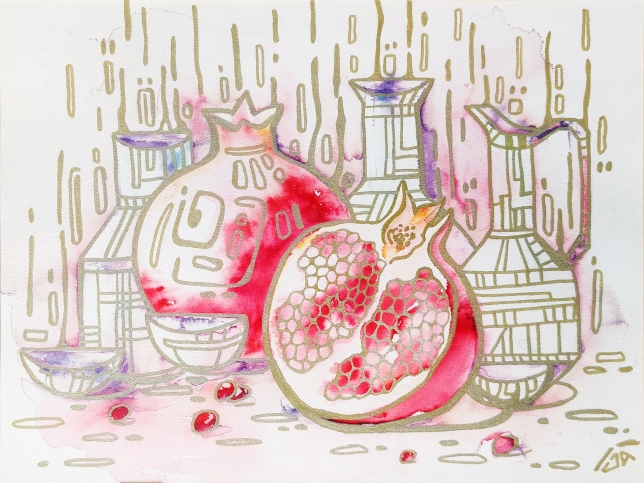 Painting for sale online - NEW Still life with pomegranates II