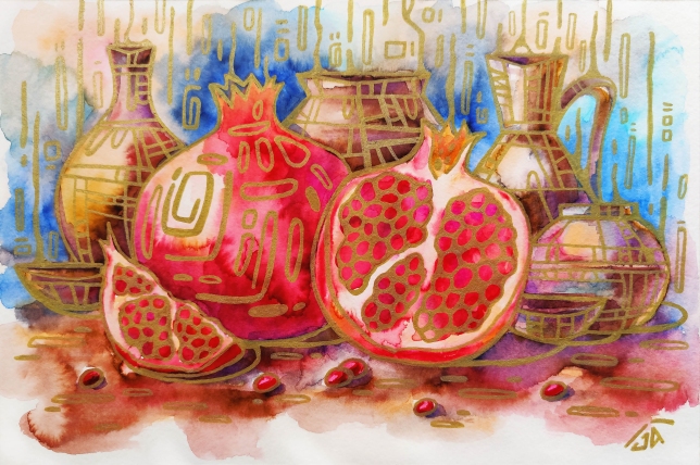 Painting for sale online - Still life with pomegranates I