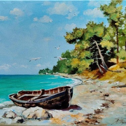 Painting for sale online - Old boat, Uch-Dere