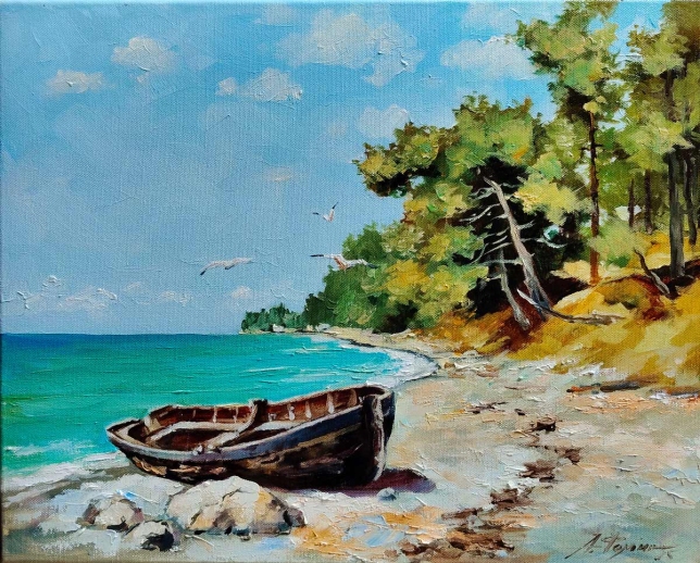 Painting for sale online - Old boat, Uch-Dere