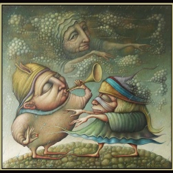 Painting for sale online - Learning to dance to the tune of a pipe