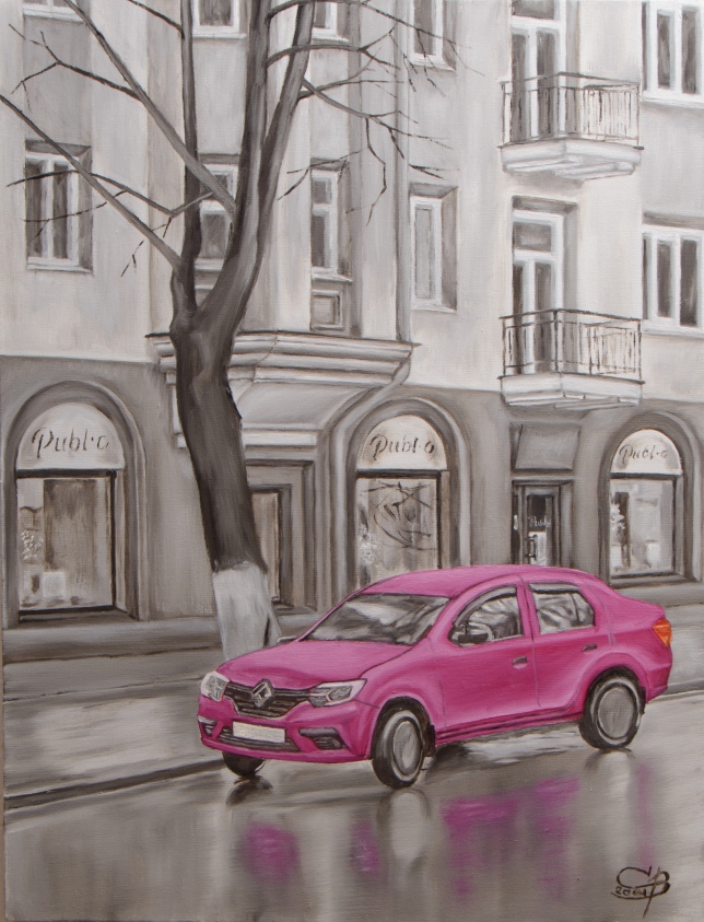 Painting for sale online - Pink car