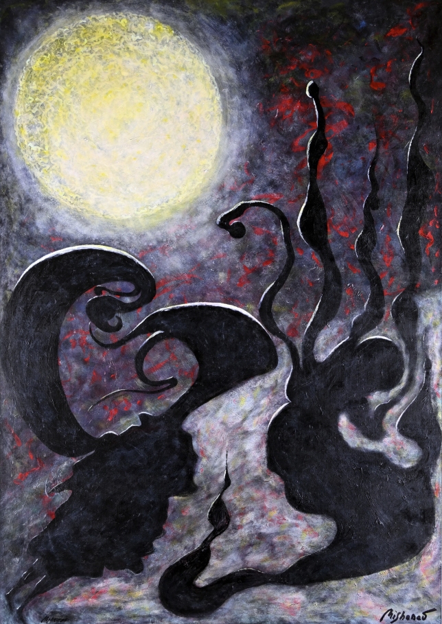 Painting for sale online - Headlight, snail, moth