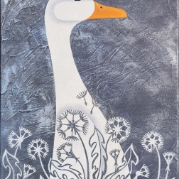 Painting for sale online - Goose in white dandelions