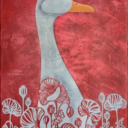 Painting for sale online - Goose in the poppys
