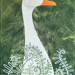 Painting for sale online - Goose in the fern 