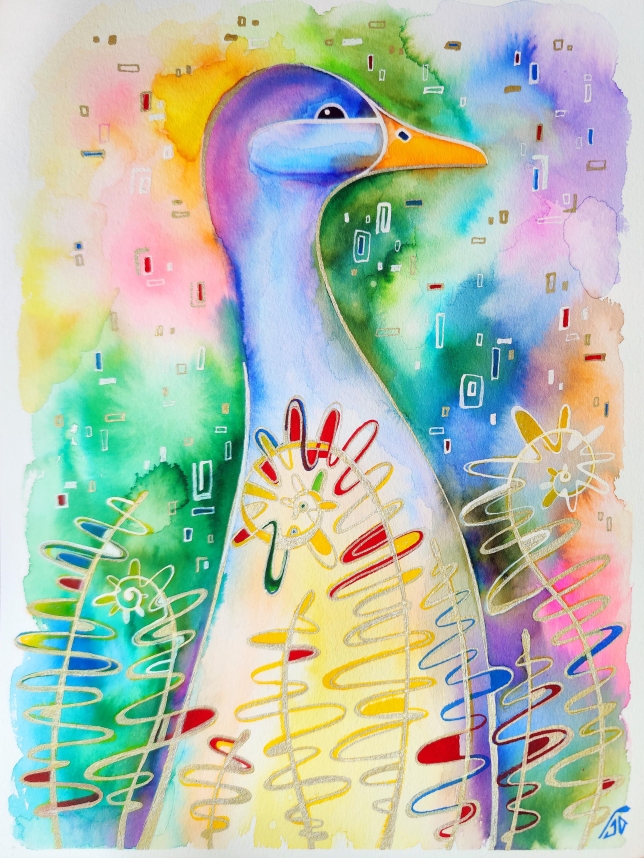 Painting for sale online - Goose in the grass