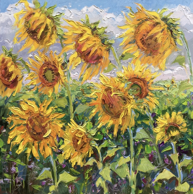 Painting for sale online - WIND IN SUNFLOWERS