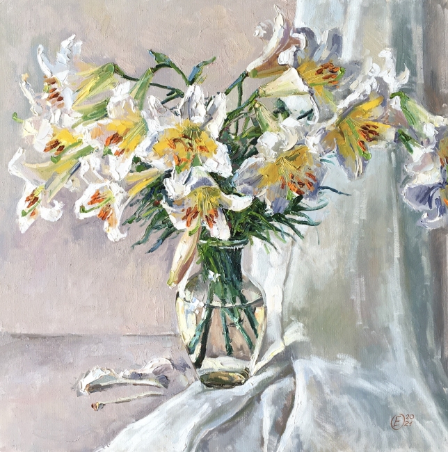 Painting for sale online - LILIES WITH A DIZZY SCENT