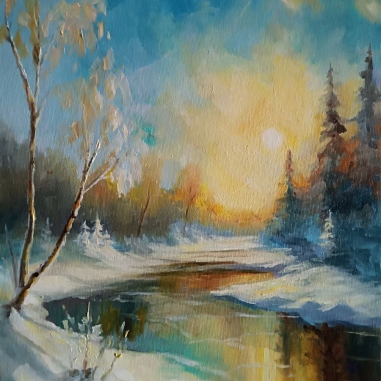 Painting for sale online - зимний пейзаж