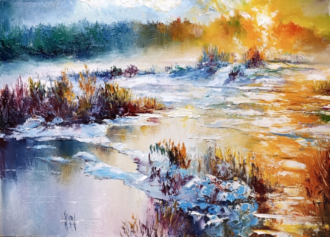 Painting for sale online - An optimistic winter landscape