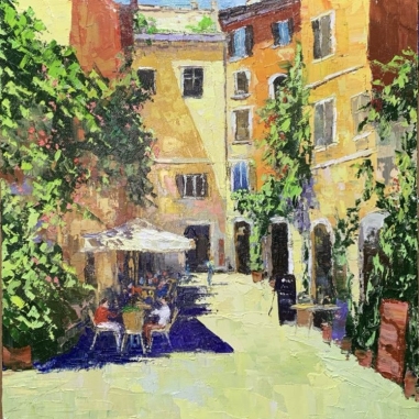Painting for sale online - Italian courtyard