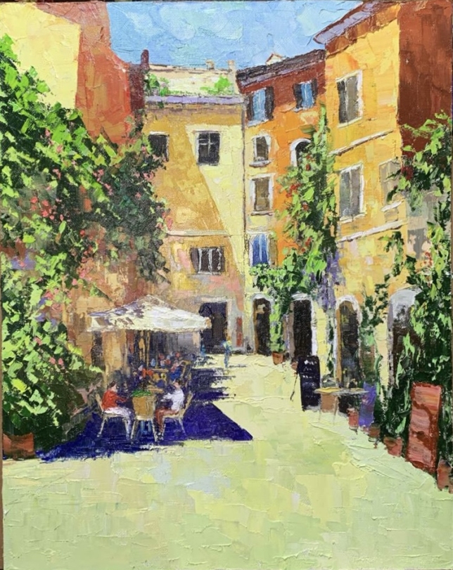 Painting for sale online - Italian courtyard