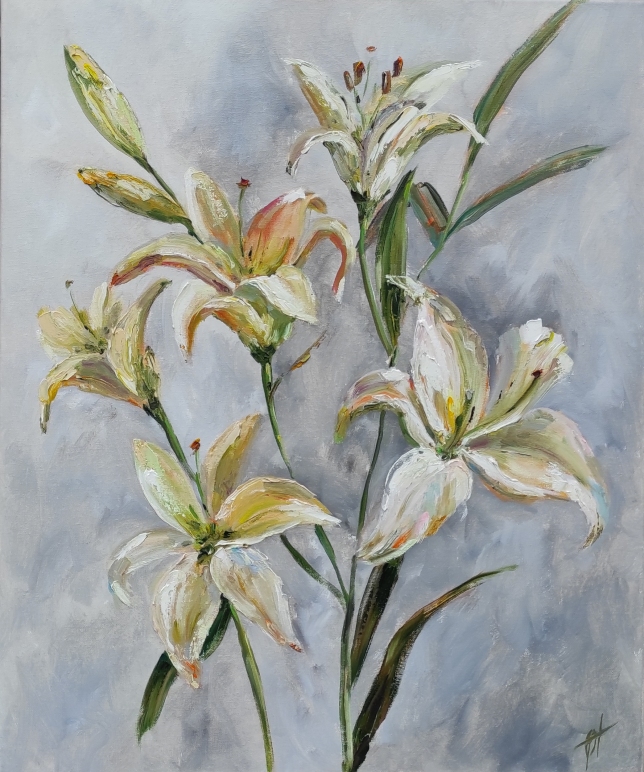 Painting for sale online - White lilies 