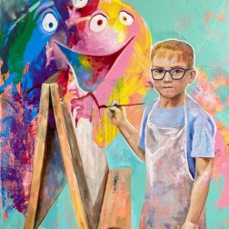 Painting for sale online - Vovchik and Spot