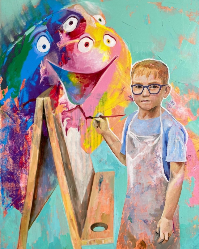 Painting for sale online - Vovchik and Spot