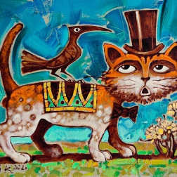 Painting for sale online - A cat with a bird