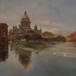 Painting for sale online - St Isaacs Cathedral Square in St Petersburg