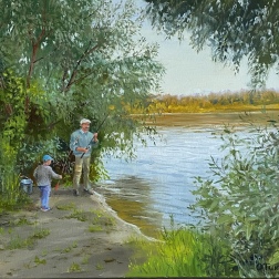 Painting for sale online - Fishing with my grandfather