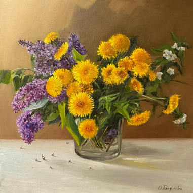 Painting for sale online - A spring bouquet picked by my granddaughter