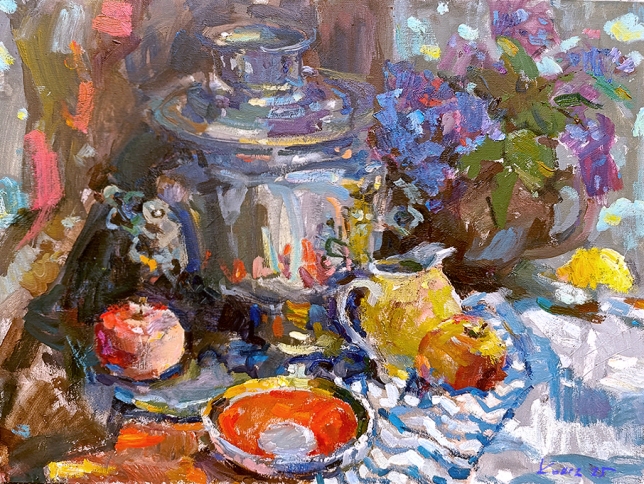 Painting for sale online - still life with a samovar