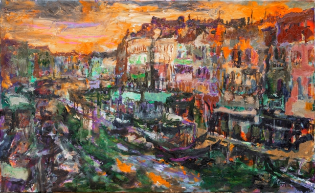 Painting for sale online - Vienice Water and Boats