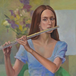 Painting for sale online - A girl with a flute