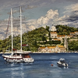Painting for sale online - Croatia, View of Cavtat city