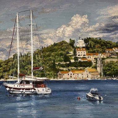 Painting for sale online - Croatia, View of Cavtat city