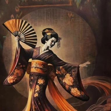 Painting for sale online - Geisha-Moonlight Dance