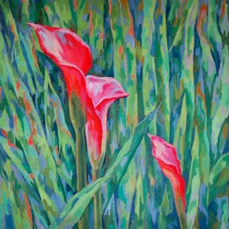 Painting for sale online - Цветы Калы на зеленом