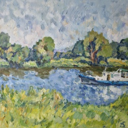 Painting for sale online - The Moscow River in August