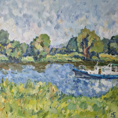 Painting for sale online - The Moscow River in August