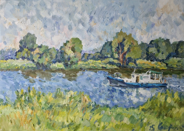Painting for sale online - The Moscow River in August