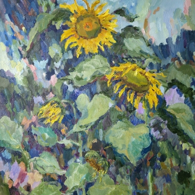 Painting for sale online - Sunflowers in the garden